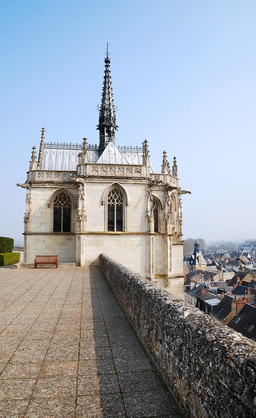 kápolna, királyi, chateau, Amboise, gótikus, tájékozódási pont, építészet, Franciaország, Francia, középkori, külső