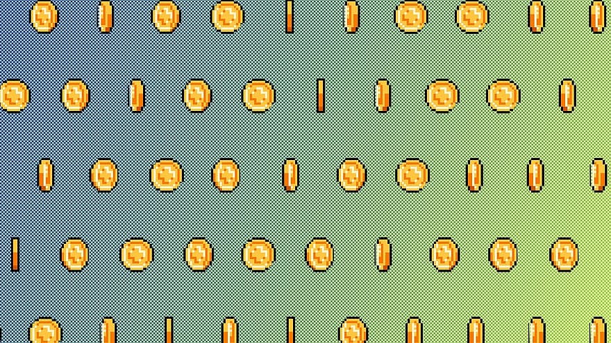Coin, Pixel, Bit, 8, Art, Game, Animation, 8 Bit, Vector, Gold, Stand-alone