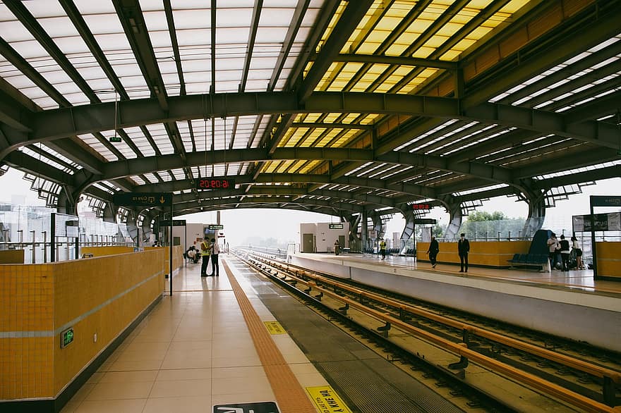 subterraneo, estación, metro, ferrocarril, arquitectura, paisaje urbano, Hanoi, Vietnam, adentro, transporte, estación de metro