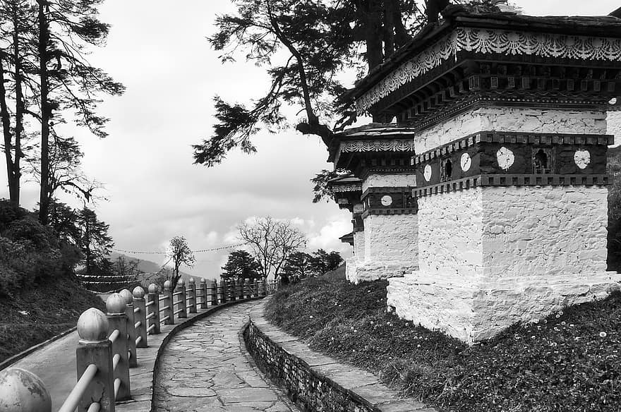 Drukas Wangyal Chortensas, Butanas, dochula pass, turistų atrakcijos, stupa, Azijoje, kelionės tikslas