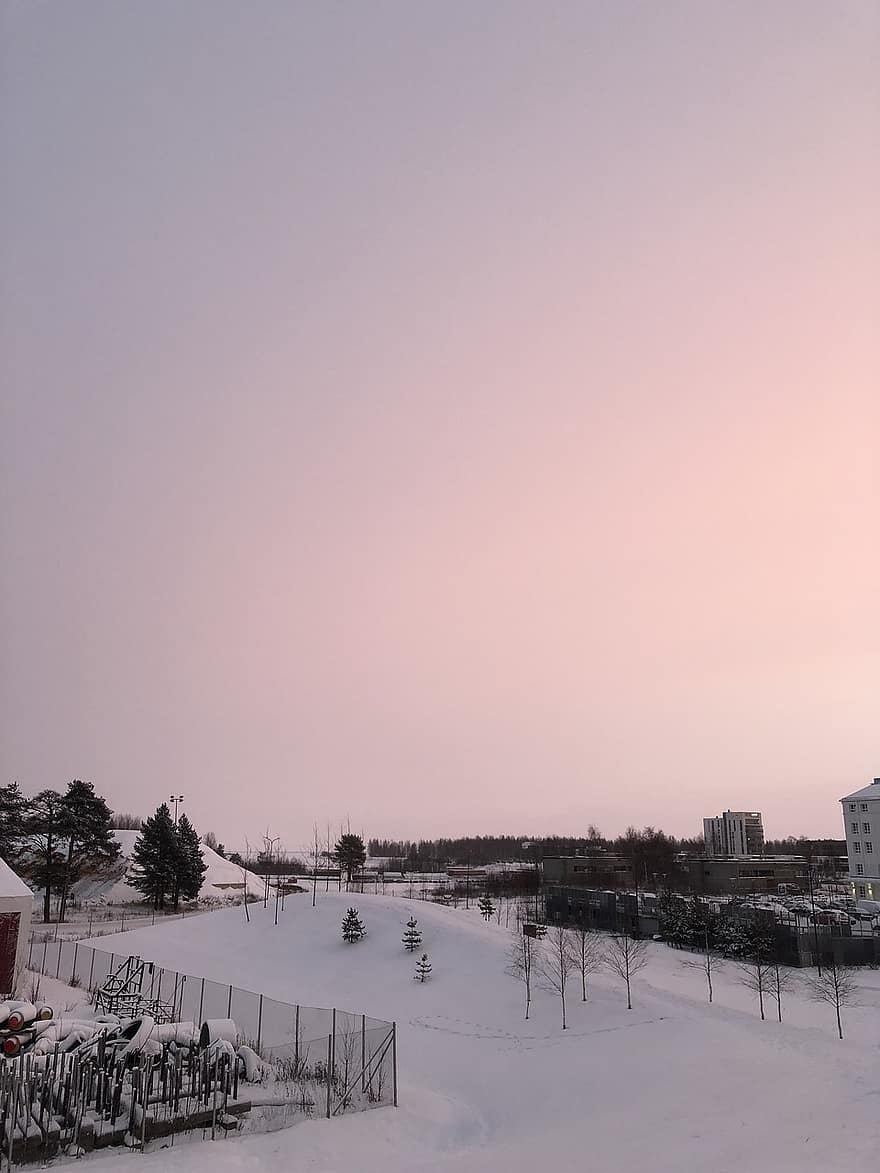 Winter, Snow, Sunrise, Morning, Finland, sunset, landscape, dusk, season, mountain, tree