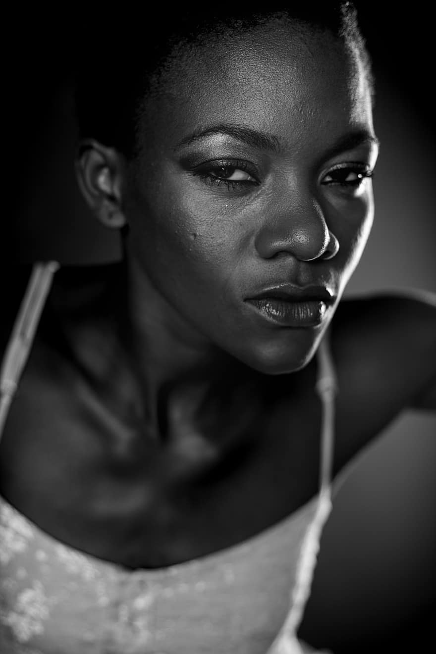 Model, Black, Black And White, Human, Woman, Face, Overview, Person, Beautiful, People, Eyes