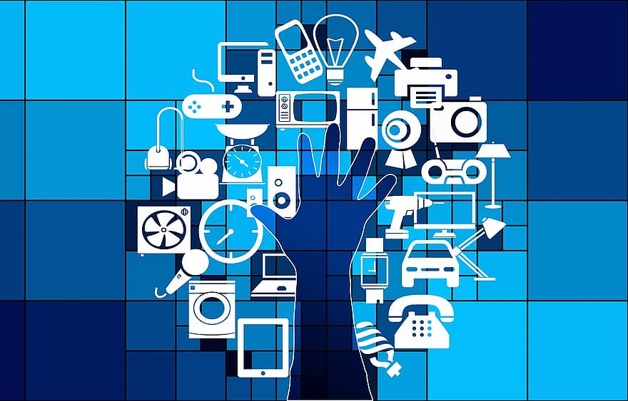 meddelelse, internet, internet af ting, flise, forbindelse, hånd, træ, netværk, udveksle, internettet, computer
