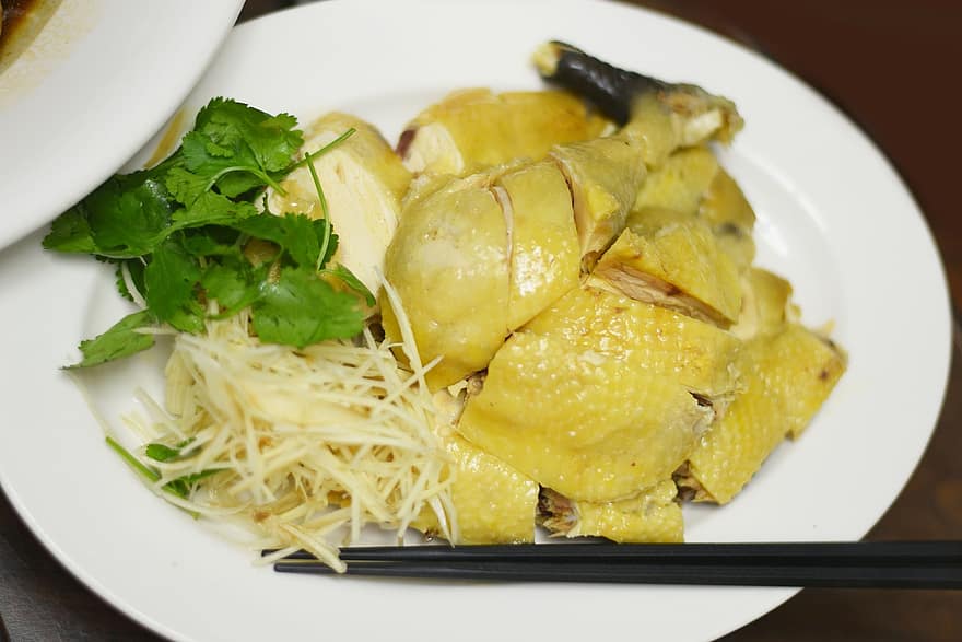 món ăn, thịt gà, gừng, người Trung Quốc, đĩa, người sành ăn, bữa ăn, Bữa trưa, cận cảnh, rau, bát đĩa bằng sành