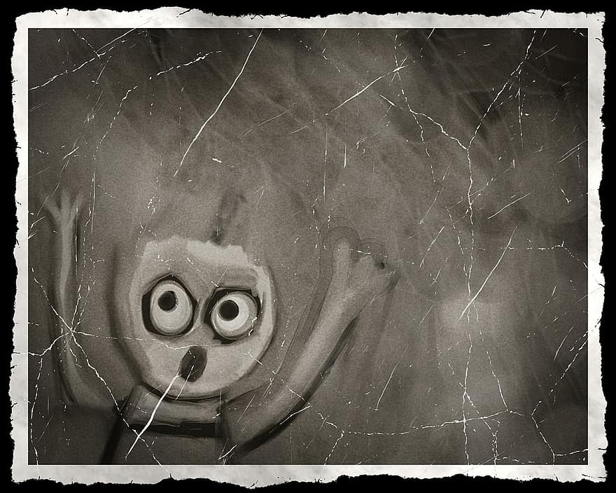 Old, Photo, Scared, Boy, Child, Cartoon, Effect, Funny, Paper, Scratched, Worn