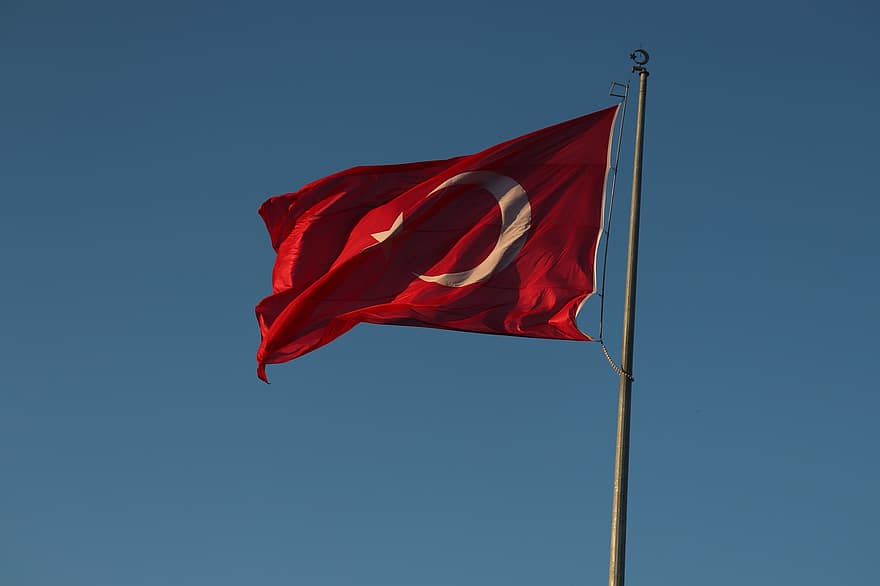 トルコの旗、七面鳥、イスタンブール