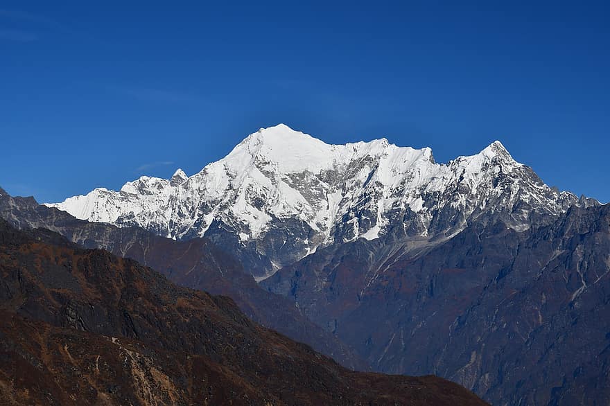 山、ランタン、ネパール、ヒマラヤ、雪、山岳、トレッキング、ゴサインクンダ、風景、自然、ラスワ