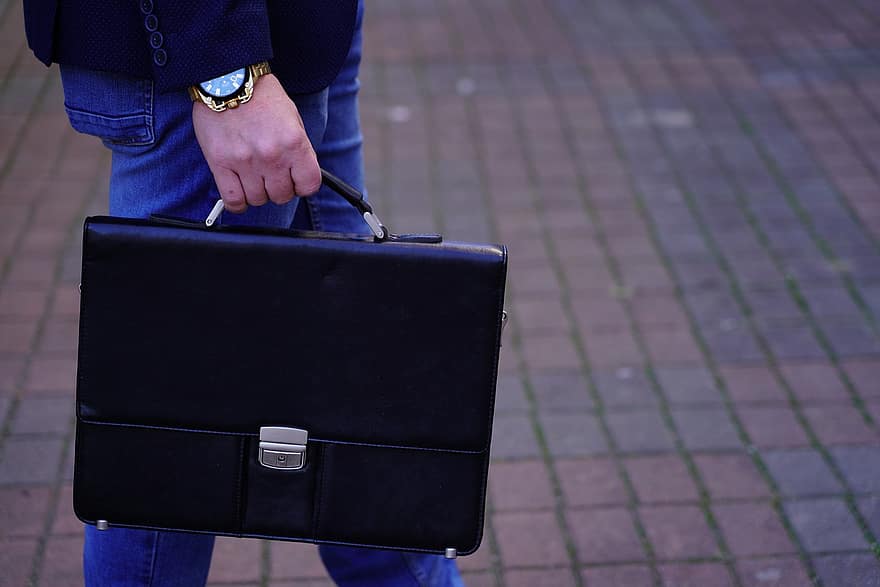 Man, Briefcase, Watch, Attaché Case, Attaché, Leather, Bag, Leather Bag, Walk, Walking