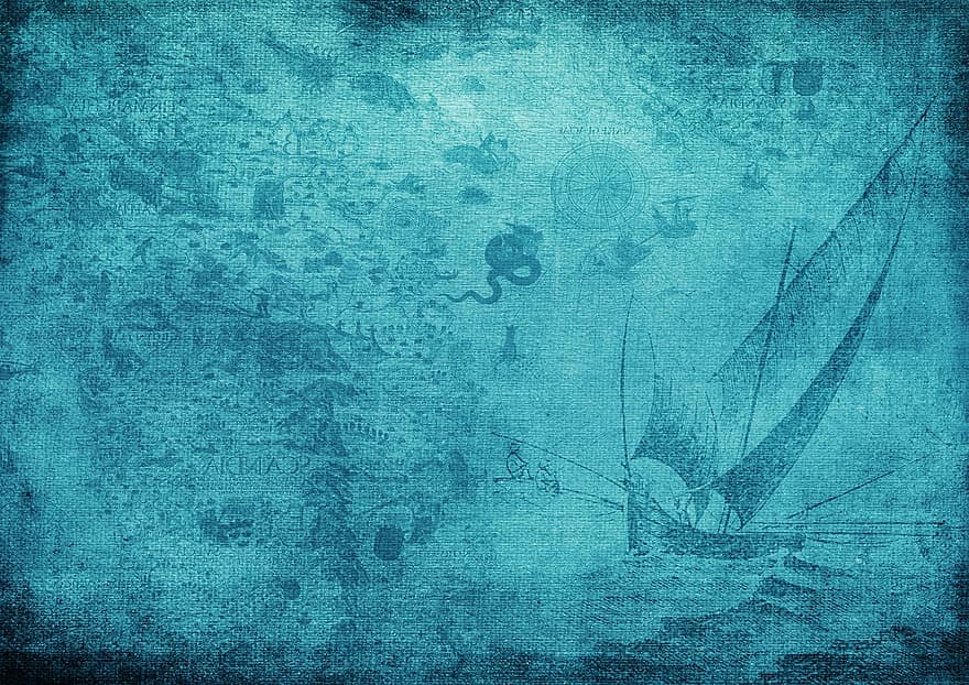корабль, карта озера, парусное судно, ловля рыбы, исторически, ностальгия, мореплавание, изобретение, марочный, воды, море