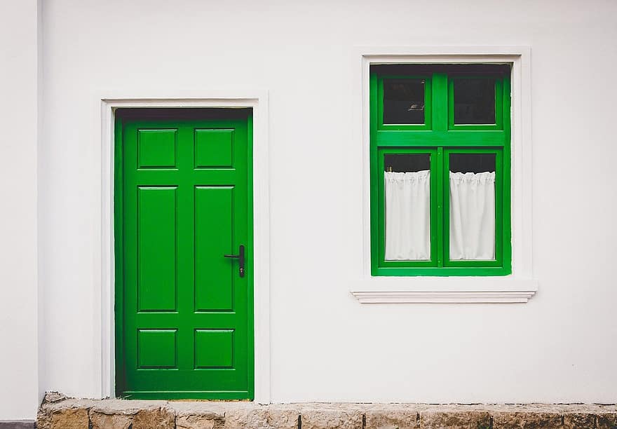 porta, verde, casa, janela, arquitetura, construção, trancar, propriedade, conto de fadas, exterior, madeira