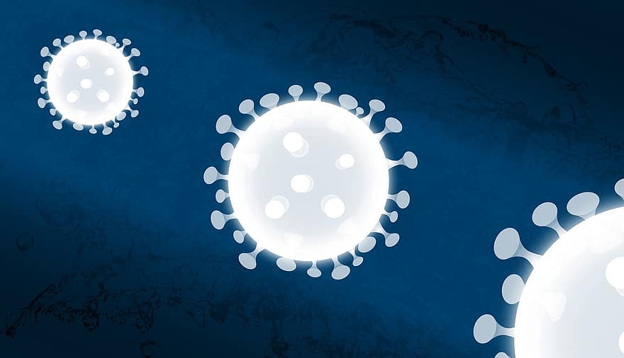 korona, putih, biru, ikon, virus, pandemi, wabah, virus corona, penyakit, infeksi, covid-19
