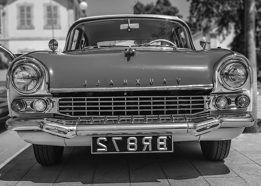 Car, Vintage, Vehicle, Monochrome, Vauxhall, Antique, Classic, Retro, Headlights, Automobile, Nostalgia