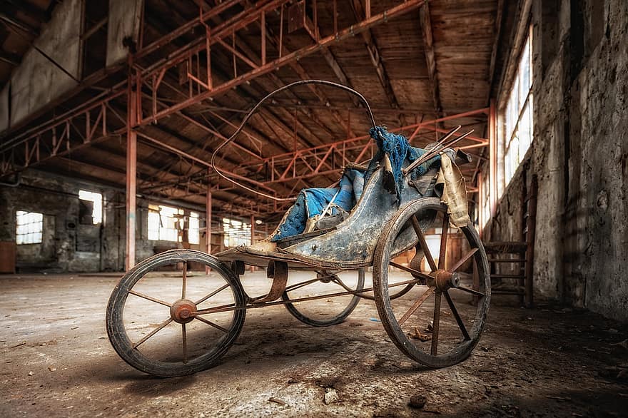 pper, posti persi, triciclo, veicolo, vecchio, Vintage ▾, ruggine, fabbrica, sala, cavallo, legna