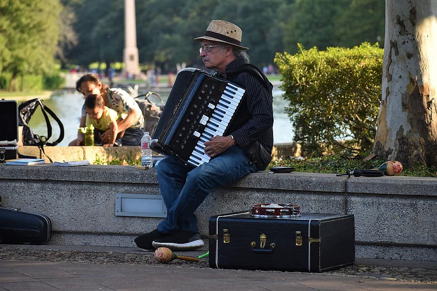 уличен музикант, уличен изпълнител, busking, музика, Бъскер, улично представяне, парк, Хюстън