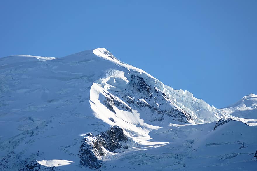bergketen, hoge bergen, Alpen, Frankrijk, natuur, chamonix, Mont Blanc, sneeuw, berg-, winter, bergtop