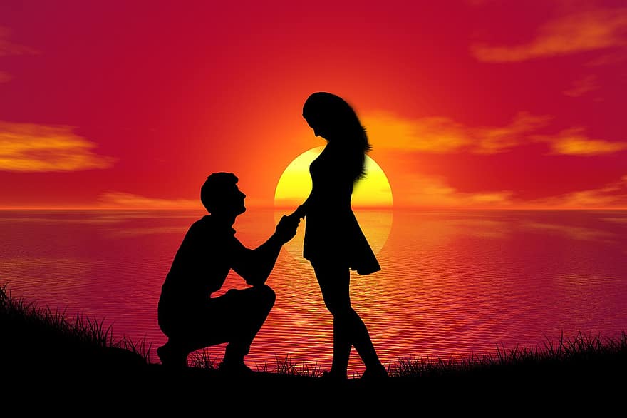 Sunset, Couple, Romance, Love, Relationship, Together, Romantic, Silhouette, Beach, Sky, Sea