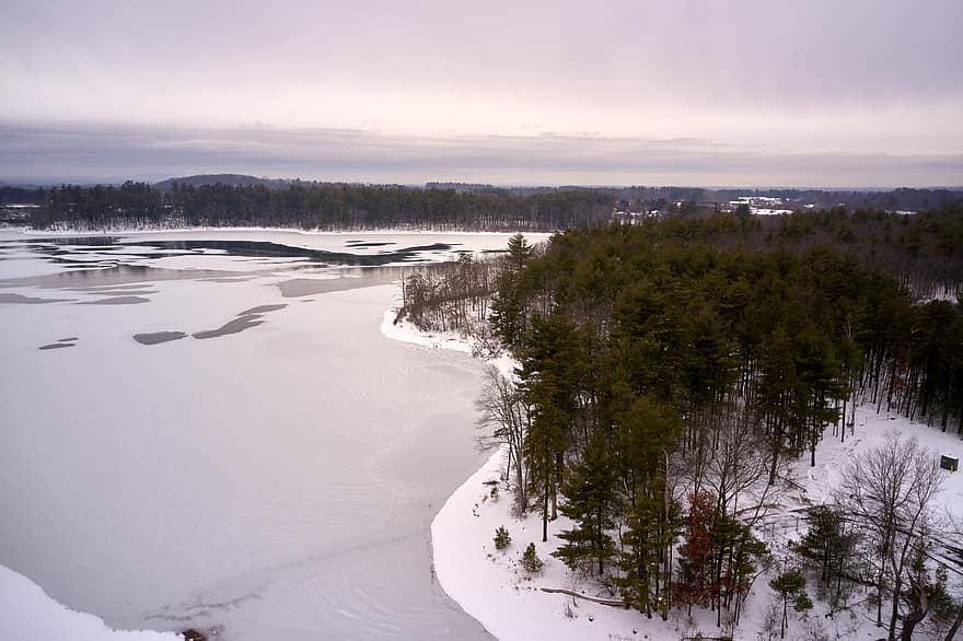 заморожений, озеро, лід, ставок, природи, на відкритому повітрі, сніг, зима, крижаний, клімат, небо