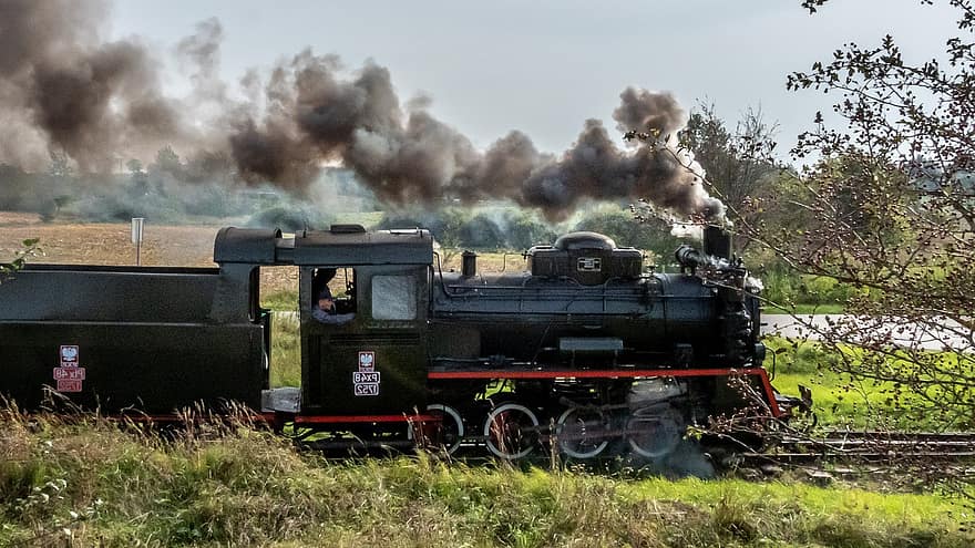 tåg, lokomotiv, ång lok, rök, järnväg, tågräls, rails, spår, järnvägssystem, årgång, klassisk