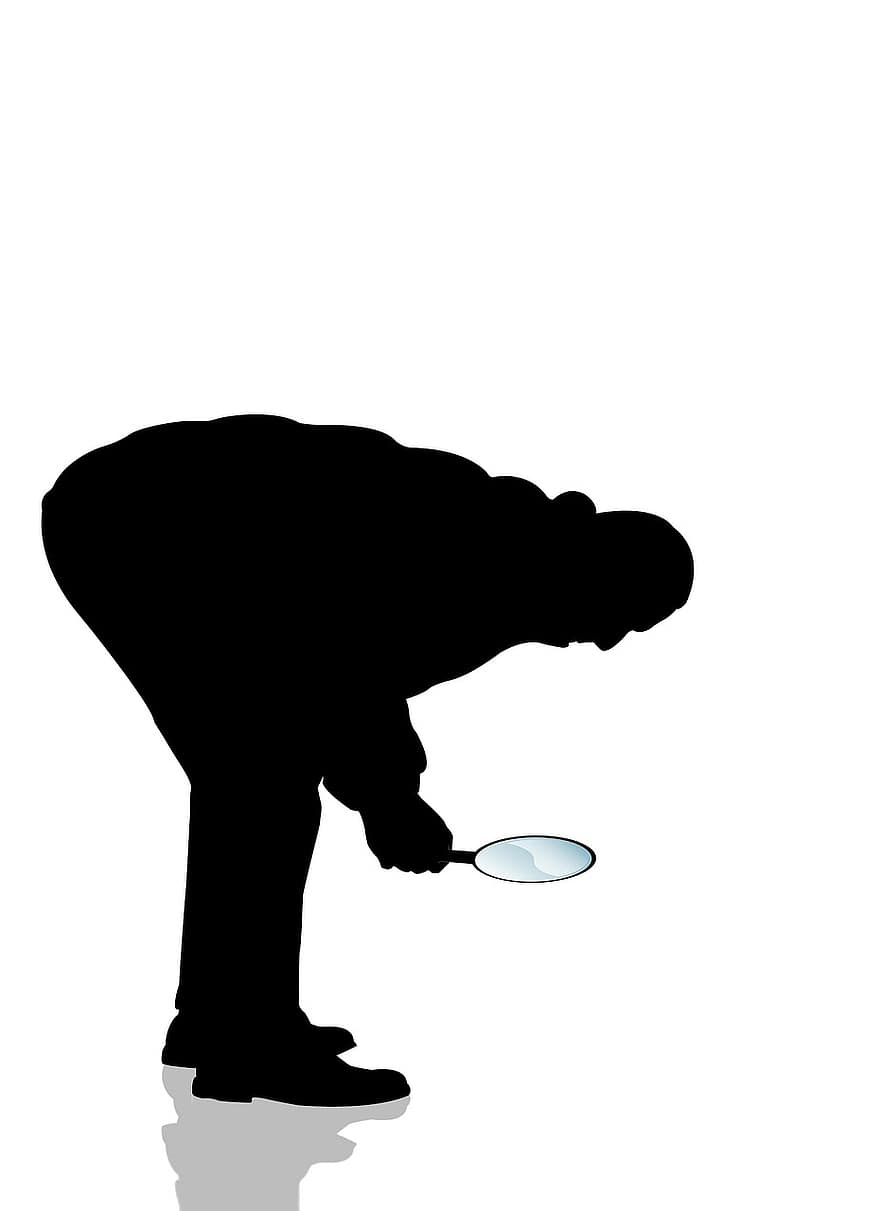 Man, Silhouette, Search, Magnifying Glass, Increase, Glass, Hunched Over, Prevention, Magnification, Investigation, Examine