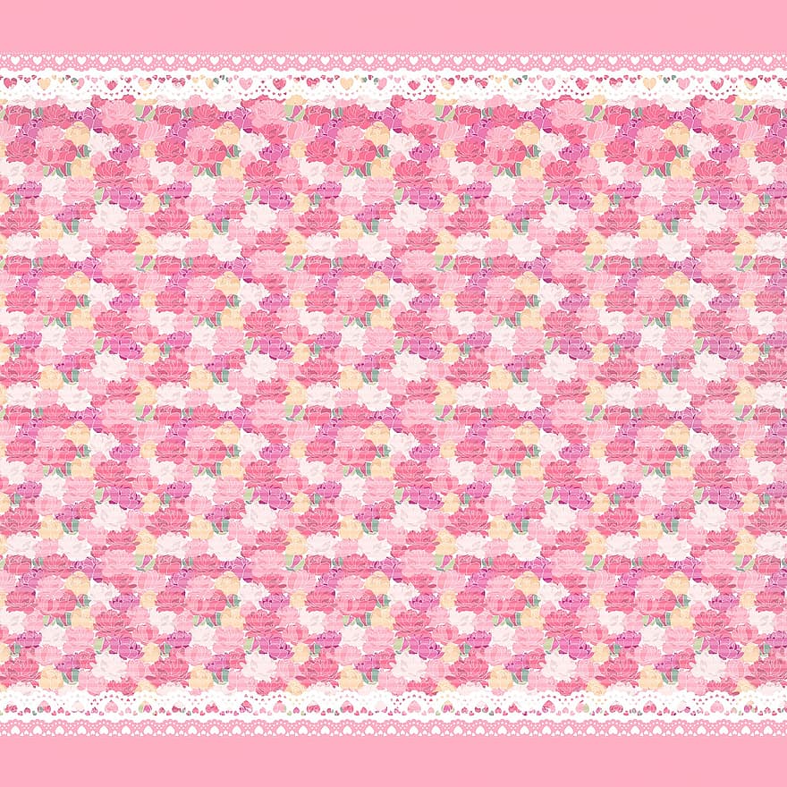 모란 패턴, 핑크 스크랩북, 모란, 담홍색, 레이스, 장미, 스크랩북, 꽃, 장난이 심하다, 장식적인, 여름
