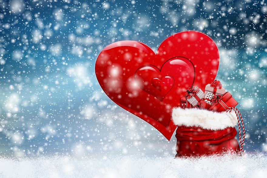 hjerte, taske, Nicholas, gaver, rød, jul, julemanden, overraskelse, juleaften, juletid, december
