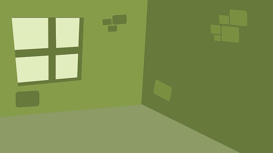 istaba, zaļa, būris, ķieģeļi, interjers, skatuves, iekštelpās, zaļā istaba