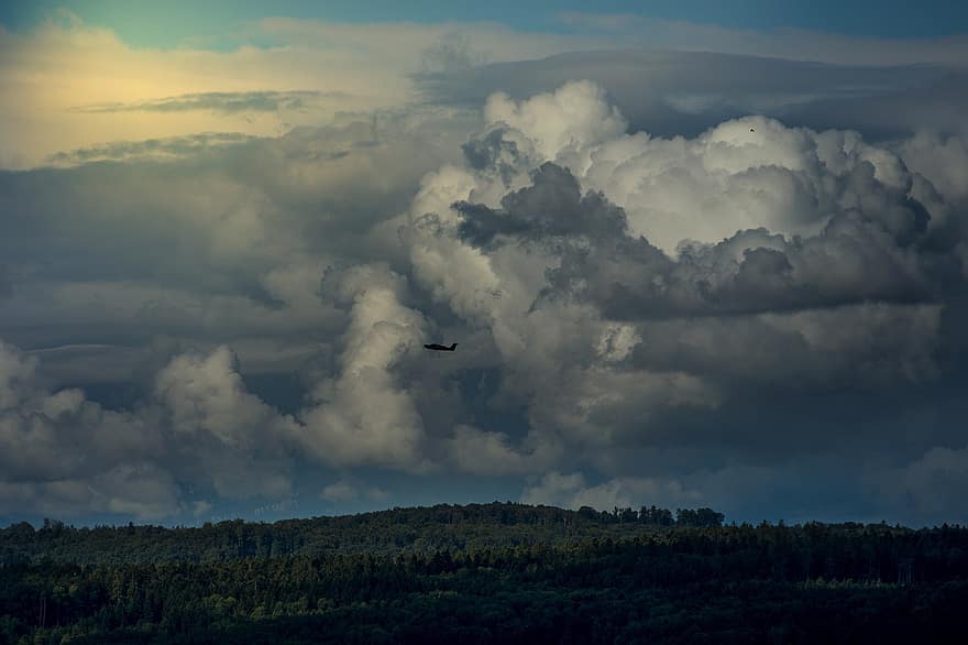Clouds, Gloomy, Mood, Weather, Landscape, Aircraft, Force Of Nature, Sky, Nature, Atmosphere, Dramatic