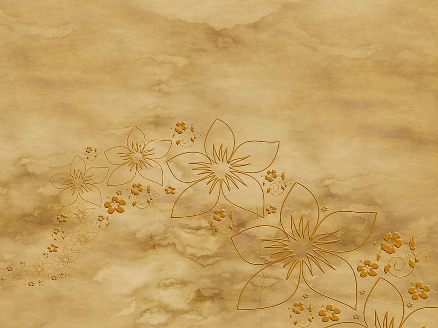 Paper, Parchment, Kringel, Circle, Flowers, Blossom, Bloom, Stains, Old, Stationery, Structure