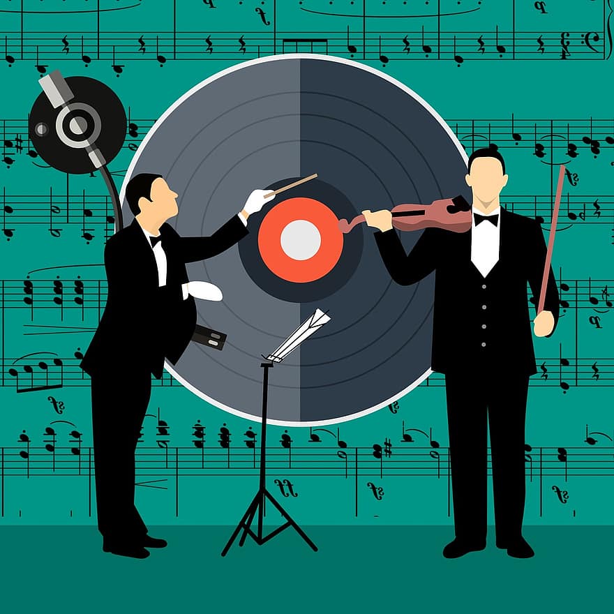 Design, Music, Orchestra, Maestro, Symphony, Suit, Music Note, Artists, Wall Party, Entertainment, Conductor