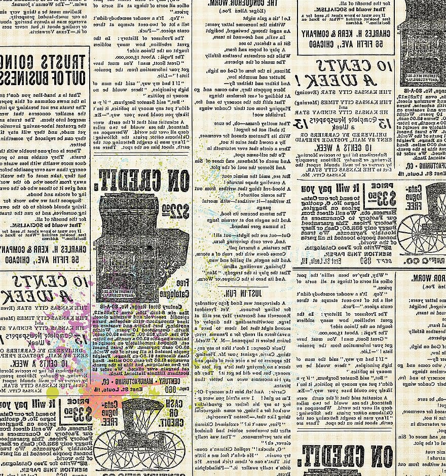 Vintage Newspaper, Advertising, Mid Century, Art Nouveau, Art Deco Digital Paper, Scrapbooking, Pattern, Template, Vintage, Retro, Invitation