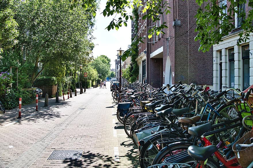 バイク、自転車、アムステルダム、輸送、旅行、交通手段、都市