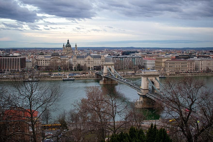 Boedapest, Hongarije, kasteel, uitzicht, stad, architectuur, paleis, Donau, rivier-, parlement, gebouw