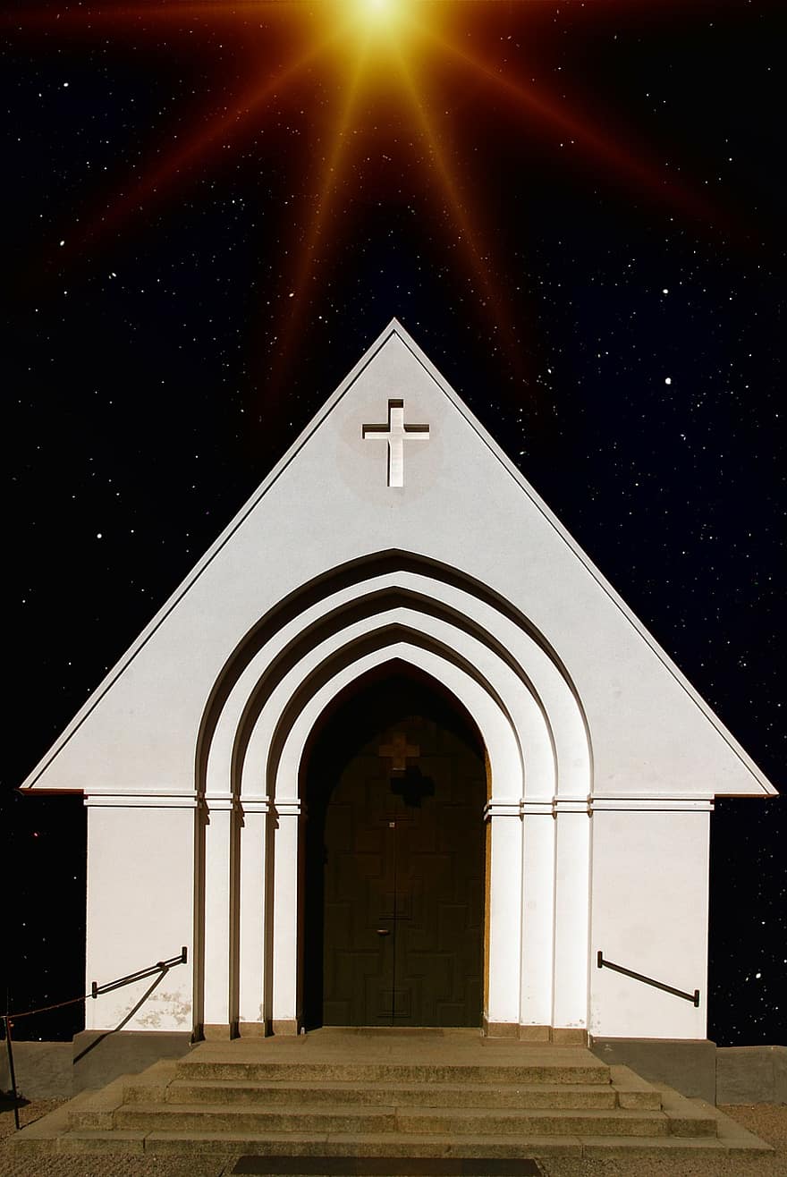 церковь, Цель, дверь, свет, звезда, пересекать, вера, христианство, верить, рождество, библия