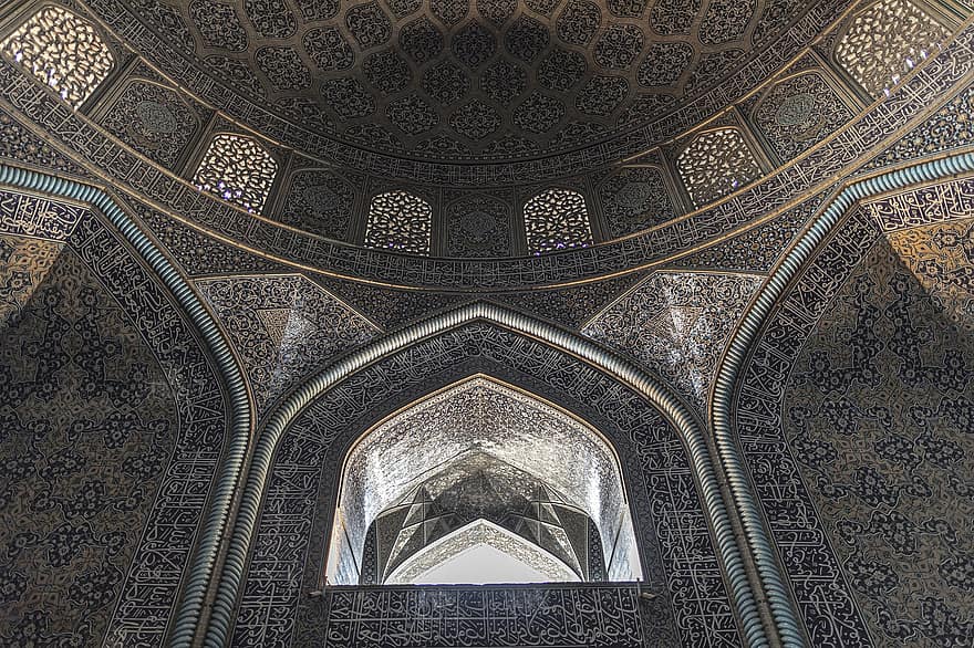 mešita šejka lotfollah, okno, zeď, isfahán, Írán, íránská architektura, interiér, mešita, historický, památník, architektura