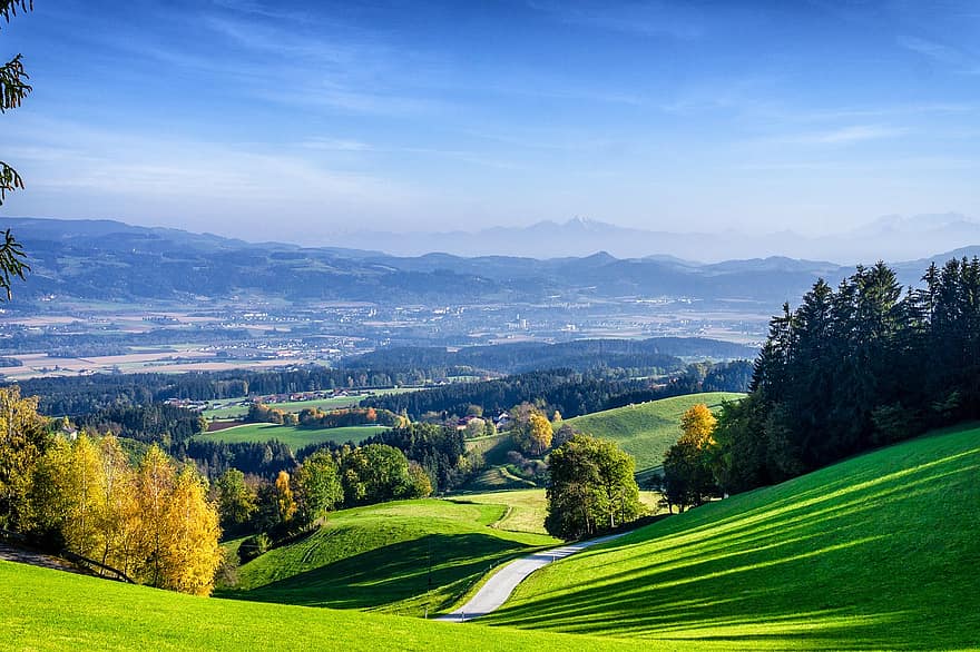 Lavanttal, Koralpe, Carinthia, Austria, Hill, Fog, Sunset, Road, Field, Grass, Meadow