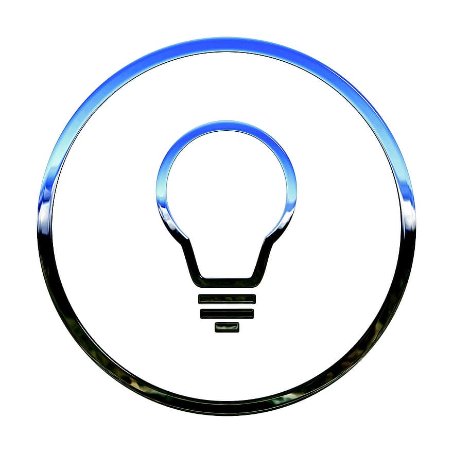 icône, idée, 3d, ampoule, icône d'ampoule