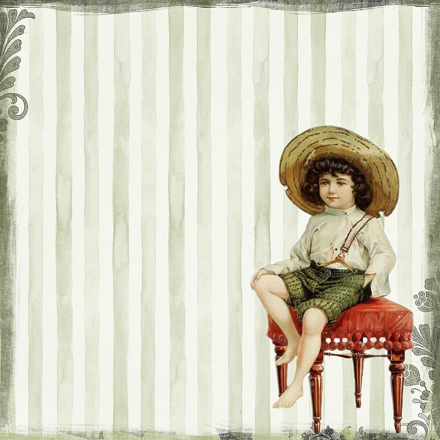 Boy, Vintage, Wallpaper, Child, Kid, Young, Person, Sitting, Victorian, Page, Template