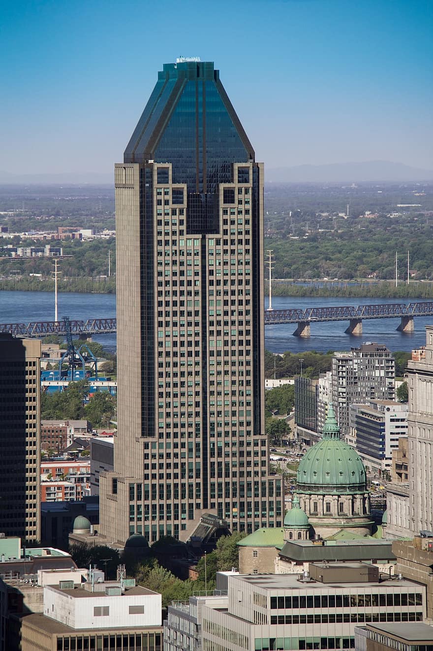 Montreal, québec, Miasto, architektura, miejski, budynek, widok, panorama, niebo, sylwetka na tle nieba, sceniczny