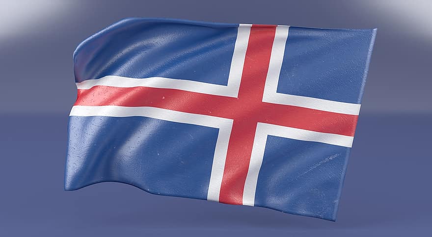 IJsland, vlag, ijs-, koude, viking, IJslands, land, nationaal, staat, blauw, noorden