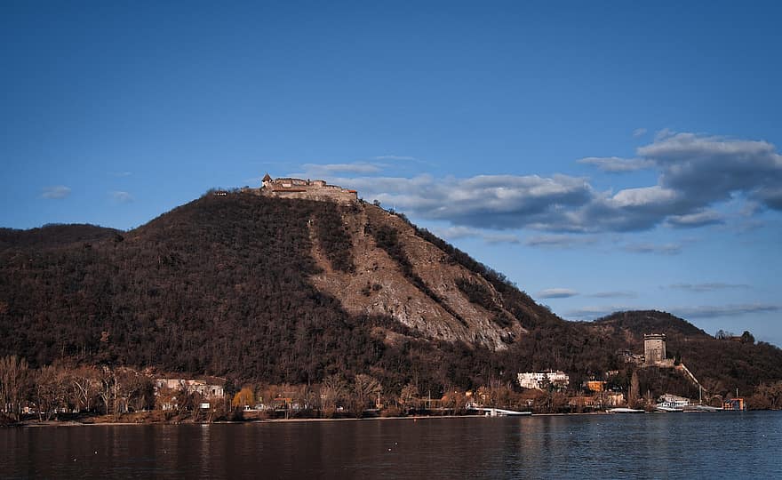 muntanya, antic castell, bastió, danub, riu, Roca estèril, Hongria, viatjar, aigua, paisatge, estiu