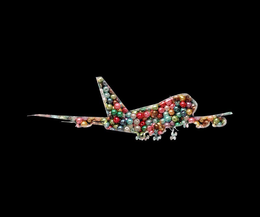avião, aeronave, miçangas, voar, transporte, abstrato, clip art, imprimível, vintage, retrô, arte