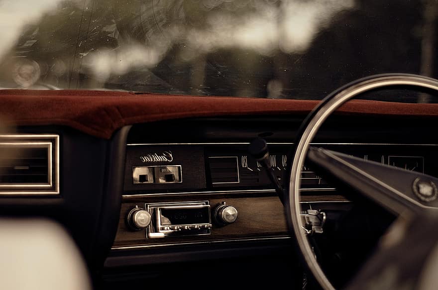 auto, cadillac, vintage, volante