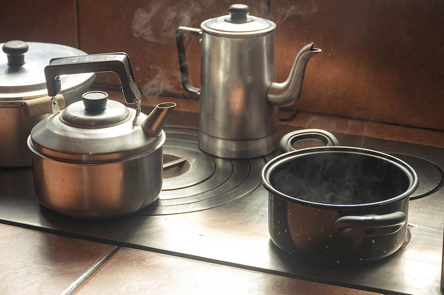 Kitchen, Teapot, Kettle, Coffee, Beverage, Drink, Hot, Stove, Food