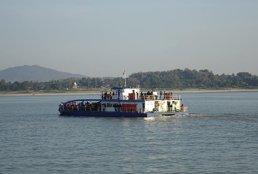 река, пътуване, ферибот, Брахмапутра, круиз, транспорт