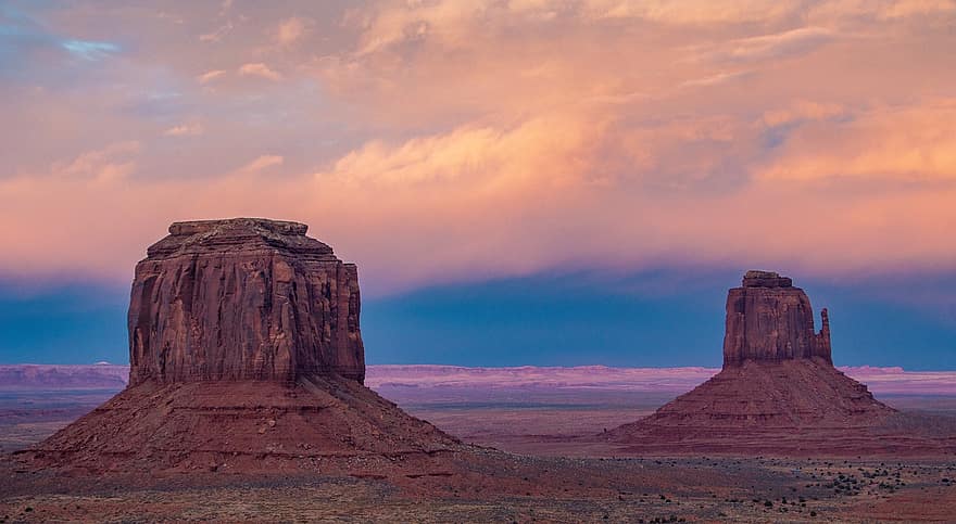 monumenttal, Nationalpark, Arizona, Wüste, Landschaft, Sonnenuntergang, Natur, Steinformationen