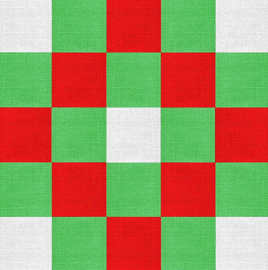 Vánoce, textura, tkanina, Červené, zelená, bílý, kostkovaný, šachovnice, vzor, design, Dovolená