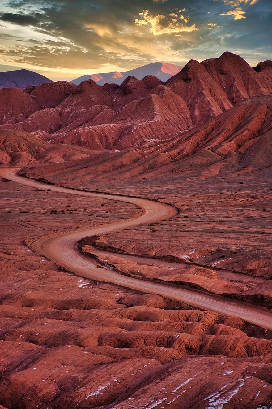 Desert, Rocks, Mountains, Road, Highway