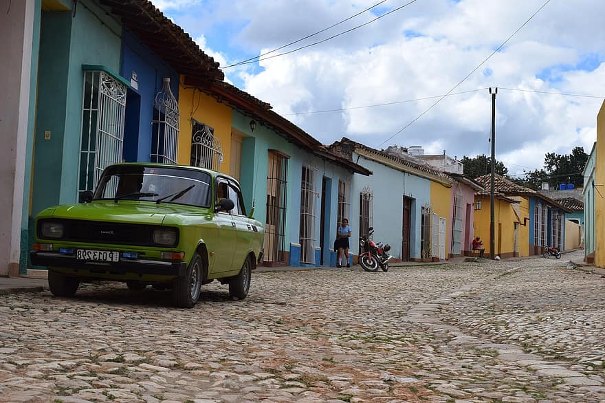 vanha havana, kylä, katu, tie, jalkakäytävä, la habana, Havana, Trinidad, talot, rakennukset