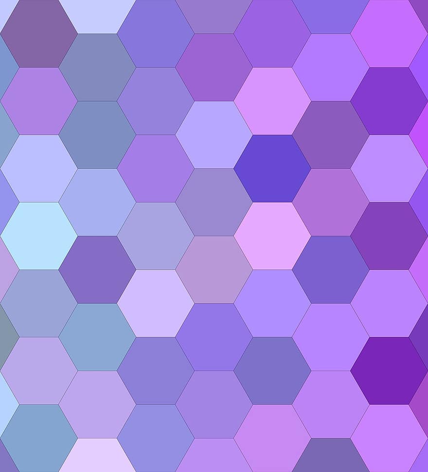 Purple, Hexagon, Background, Cell, Pattern, Mosaic, Shape, Template, Poly, Commercial, Hexagonal