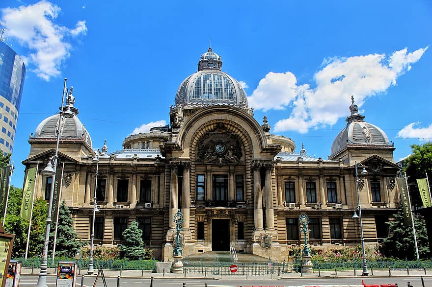 Cec Palace, Bukurešť, Rumunsko, fasáda, budova, historický, starý, památník, architektura, mezník